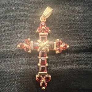 Elegant Gold and Garnet Cross